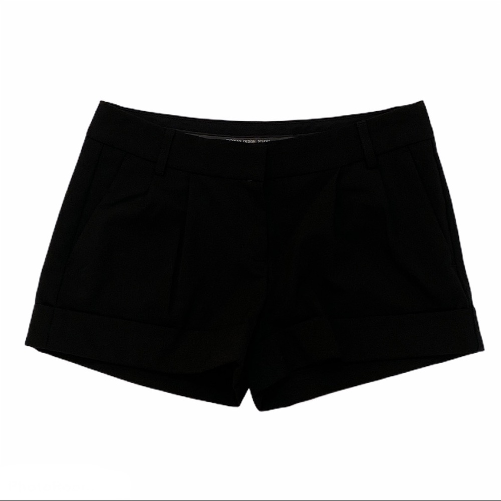 Express Editor Black Pleated Cuffed Shorts - image 2